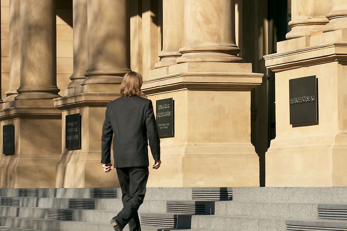 Stock exchange building entrance